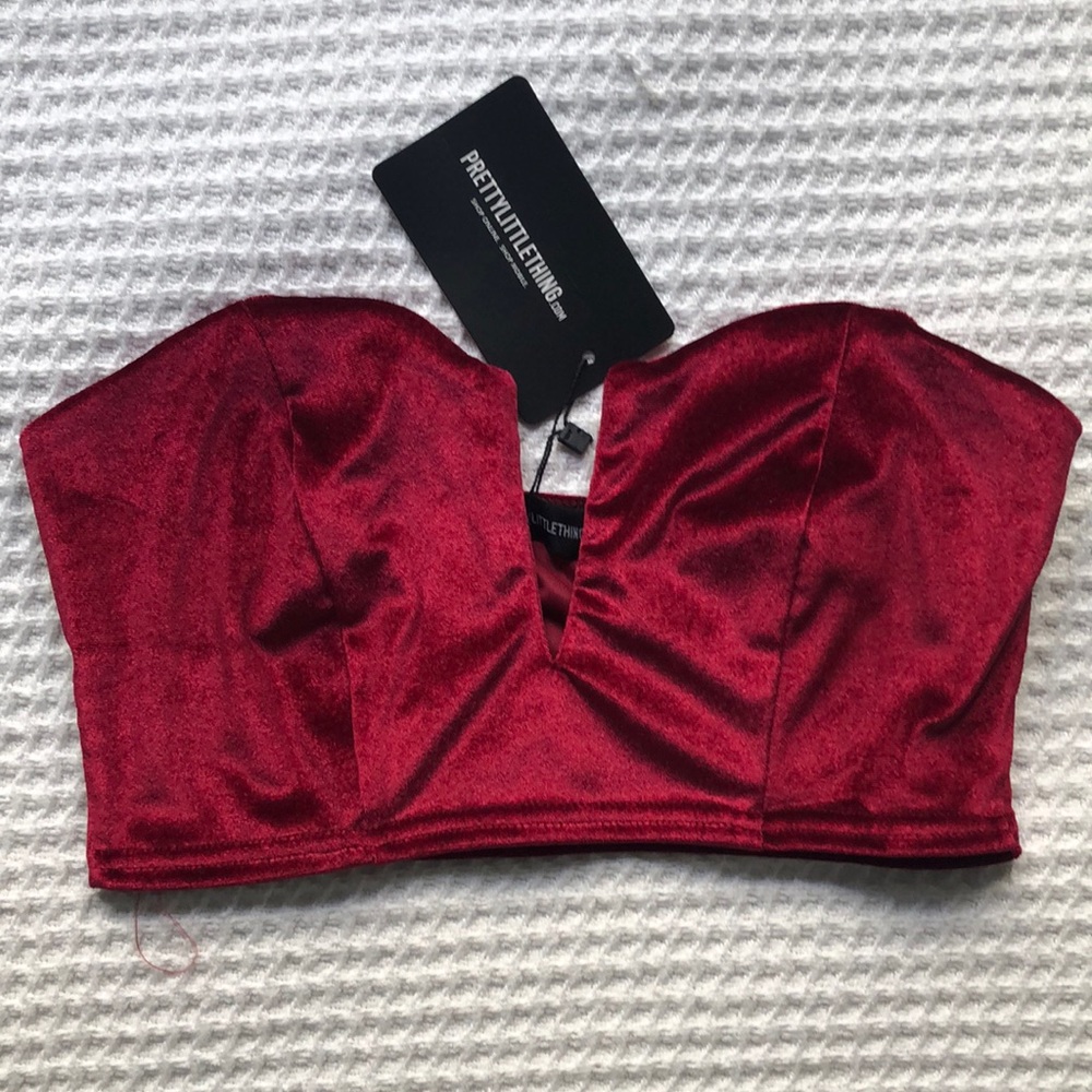 Pretty Little Thing Red Velvet Crop Top